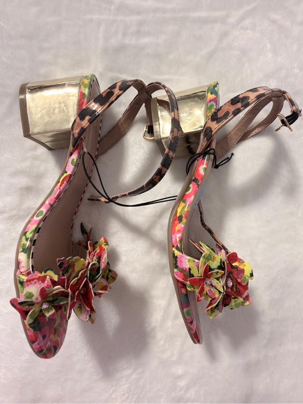 Betsey Johnson Floral Ankle-Strap Block Heel Sandals - Multicolor - Picture 4 of 7